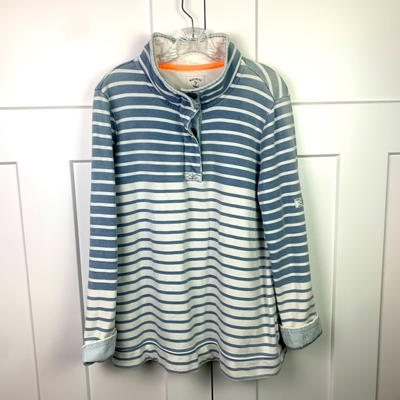 Joules Size 14 XL Funnel Neck Sweatshirt blue nautical stripe Mariner's Grade - Picture 1 of 8